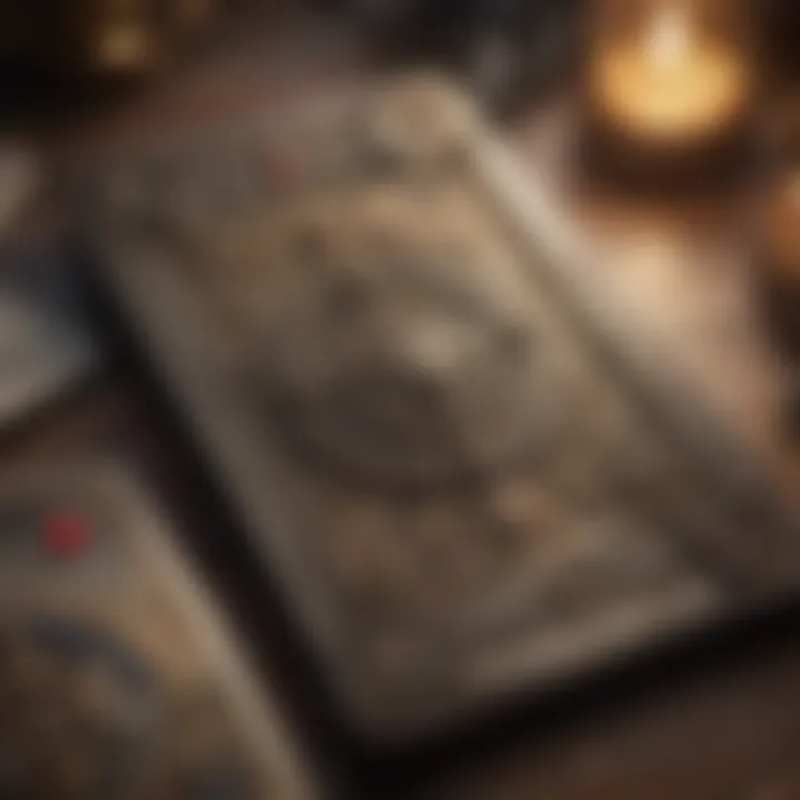 A close-up of tarot cards with intuitive symbols and imagery