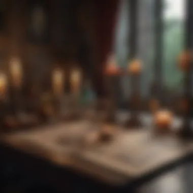 Enchanting Tarot Reading Setup An enchanting setting for a tarot reading, complete with candles and crystals
