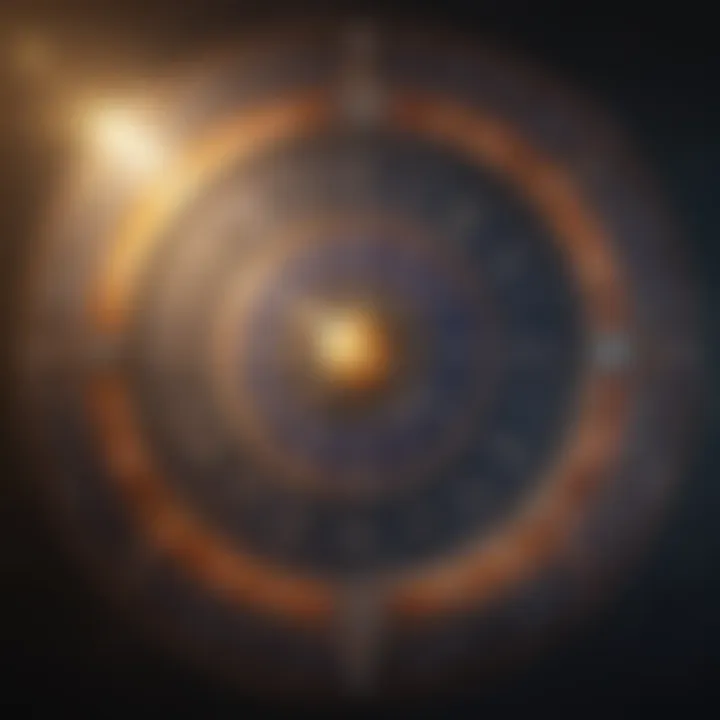 A detailed natal chart filled with zodiac signs and planetary positions