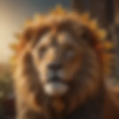 Sun Symbolism in Leo Tarot Reading A vibrant tarot card spread depicting the sun and lion symbolism, representing Leo's energy.