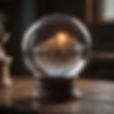 A mystical crystal ball on a dark wooden table, symbolizing divination and insight.