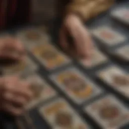 A digital representation of tarot cards being shuffled