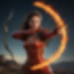 A vibrant depiction of the Sagittarius symbol intertwined with flames, showcasing the fiery essence of this zodiac sign.