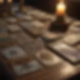 Tarot card spread laid out on a mystical table