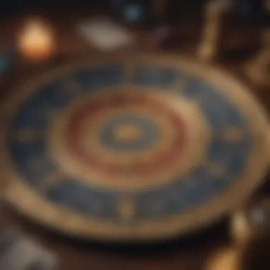 An astrological chart alongside tarot cards symbolizing their interrelationship