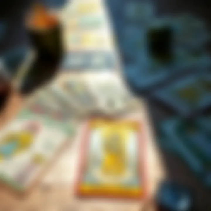 Tarot Card Spread Illustration Detailed illustration of tarot cards laid out in a spread