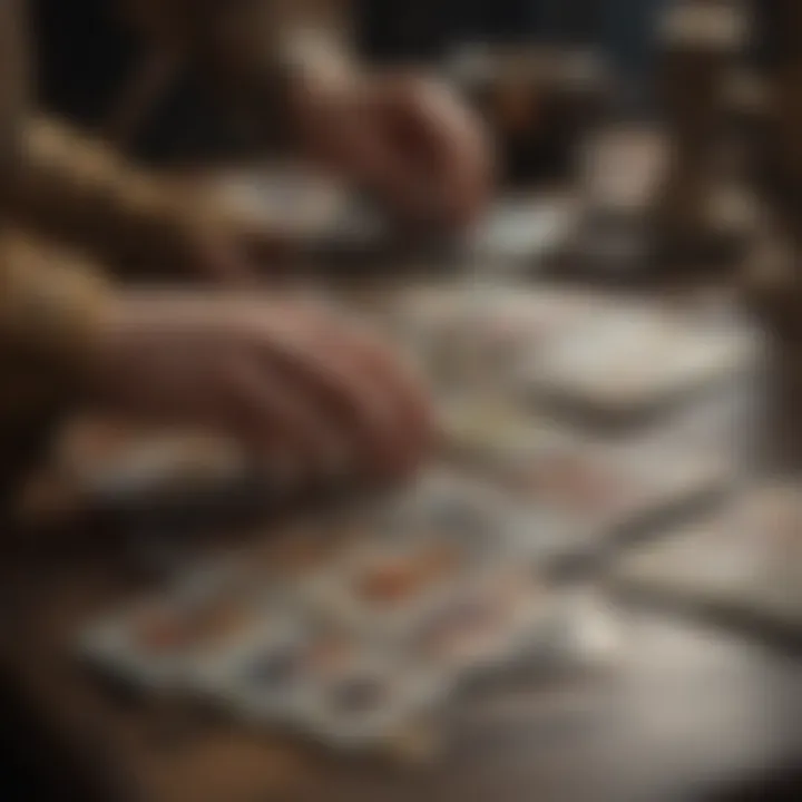 A close-up of a hand selecting tarot cards from a deck.