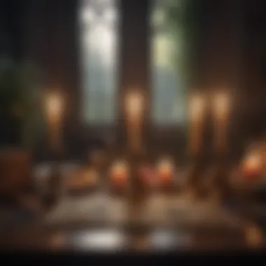 Mystical Tarot Environment A mystical setting with candles and crystals enhancing the tarot reading experience.