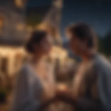 Romantic Moments Under the Stars A tranquil scene depicting a romantic moment under the stars