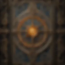 An intricately designed esoteric tarot card showcasing ancient symbols and motifs
