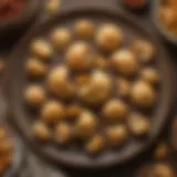 An artistic arrangement of fortune cookies scattered on a table, with one cookie half-open revealing a fortune inside.