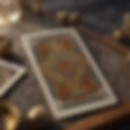 A detailed view of a tarot card spread symbolizing decision-making.