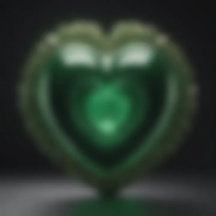 Symbolic representation of the heart chakra with vibrant green energy