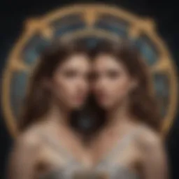 Astrological representation of Gemini sign with stars