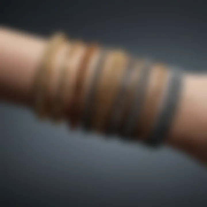 An elegant display of line bracelets stacked together, highlighting their versatility in fashion.