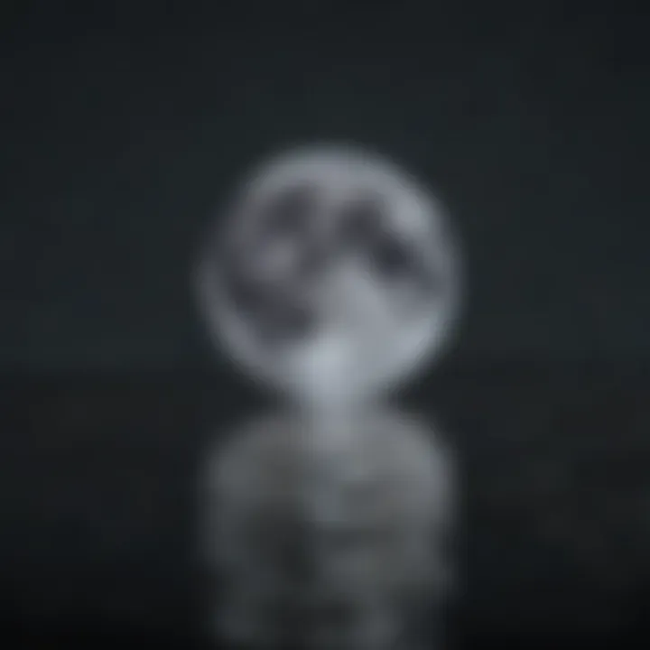 A close-up of a glowing moon reflecting on water