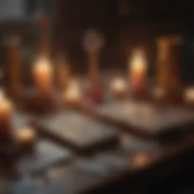 Tranquil Tarot Reading Environment A serene tarot reading setup with candles and crystals