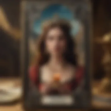 Decoding Tarot Symbolism A close-up of a tarot card, focusing on the symbolism and imagery that conveys deeper meanings.