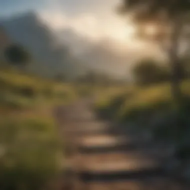 Pathway to Personal Growth and Insight A serene landscape symbolizing personal growth and self-awareness