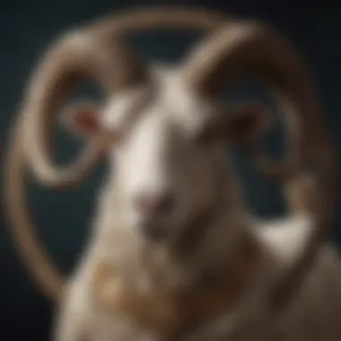 Symbol of Aries depicted as a ram with prominent horns