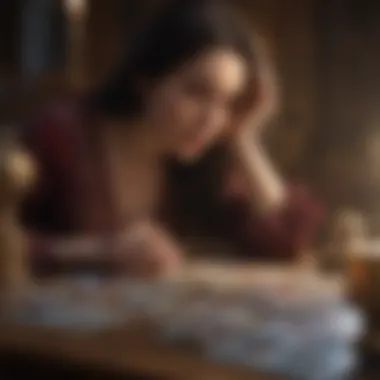 Introspection and Insight Through Tarot Readings A person contemplating their thoughts with tarot cards in front