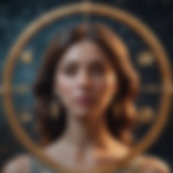 A close-up of zodiac signs with celestial elements in the background
