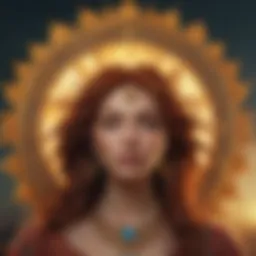 Illustration of the Sun sign with celestial motifs