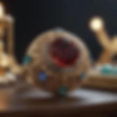 Jewelry Adorned with Birthstones An elegant display of jewelry featuring various birthstones set in gold.