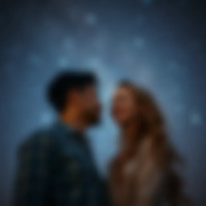 Astrology and Interpersonal Dynamics Two individuals communicating under a starlit sky