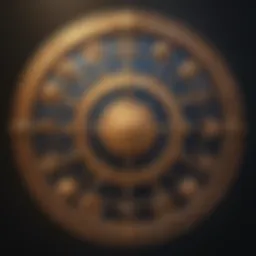 Celestial chart depicting zodiac signs and rising signs