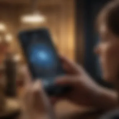 User Engaging with Astrology App A user engaging with an astrology app on a mobile device