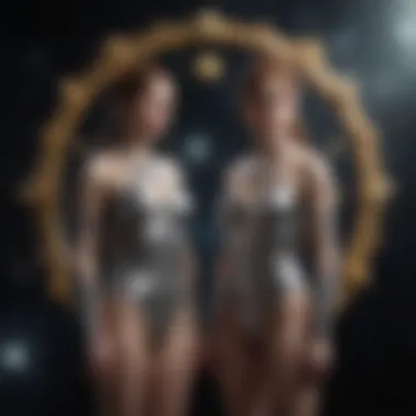 Gemini zodiac sign depicted by twin figures surrounded by stars