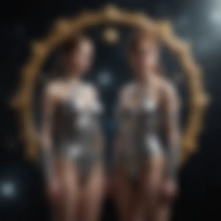 Gemini zodiac sign depicted by twin figures surrounded by stars