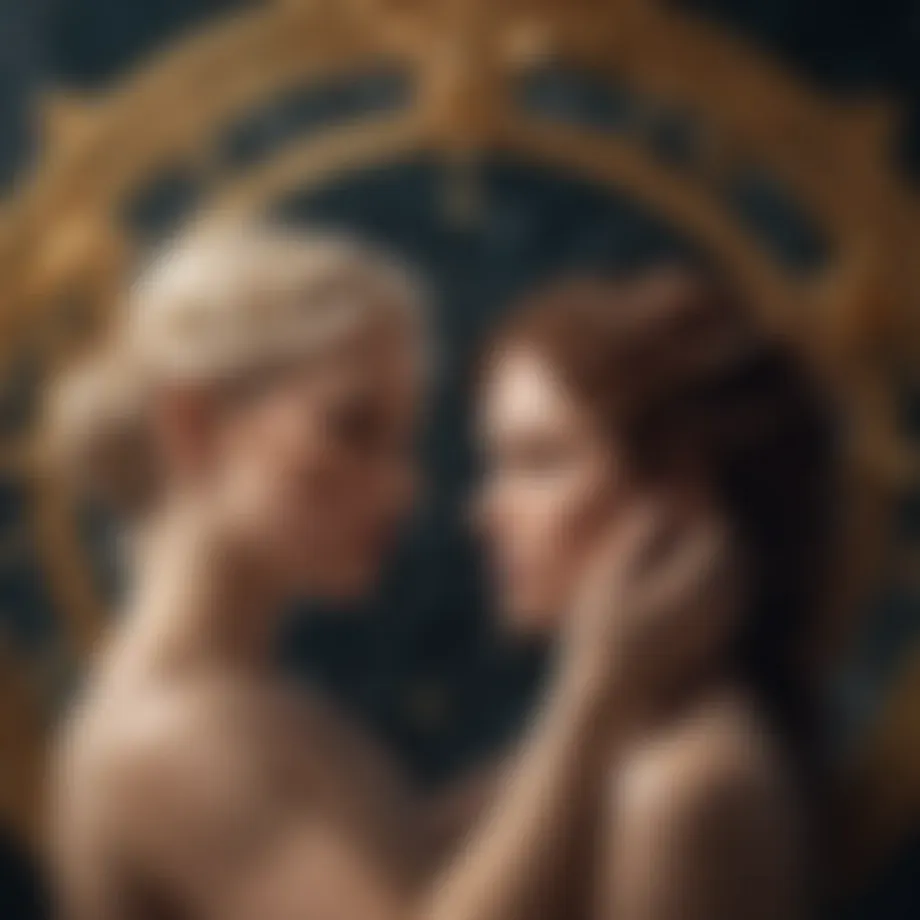 An artistic representation of zodiac signs intertwining